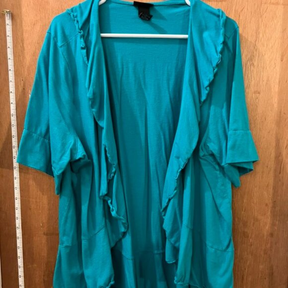 Size 26/28 - Lane Bryant - Short Sleeve Turquoise Knit Wrap - Picture 1 of 7